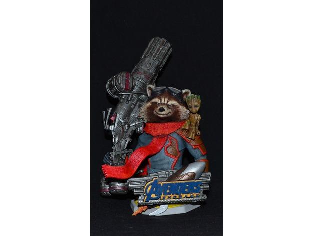 WICKED MARVEL ROCKET RACOON BUST: TESTED AND READY FOR 3D PRINTING      3d model