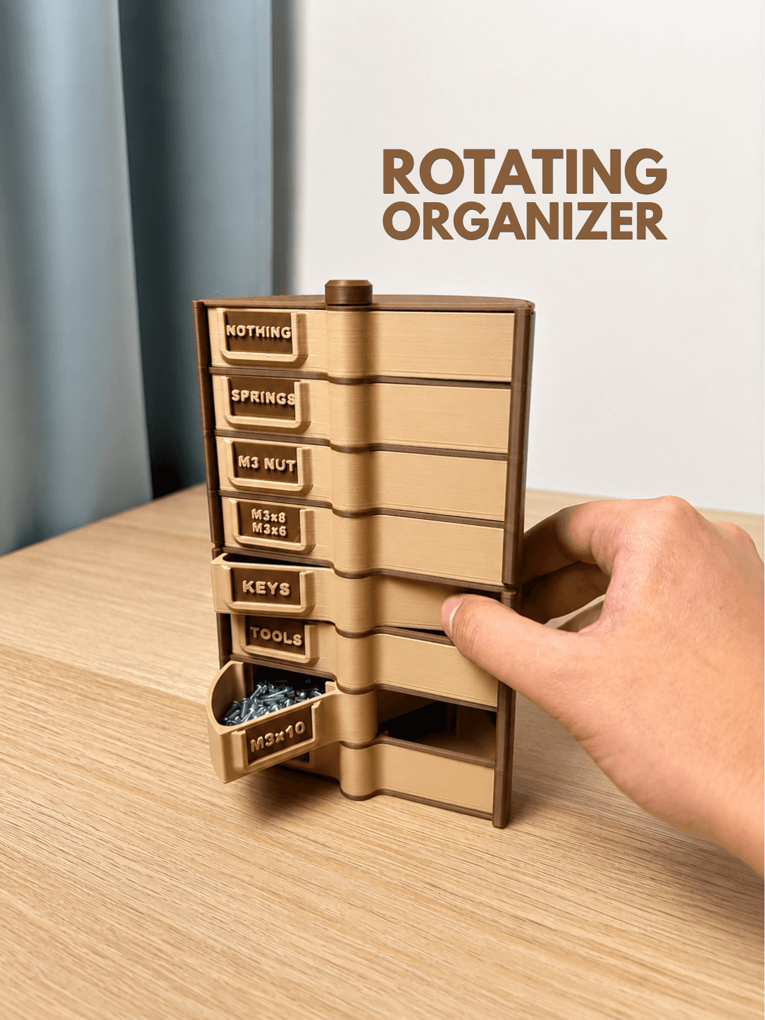 Rotating Organizer | Modular Storage Tower | Custom Labels 3d model