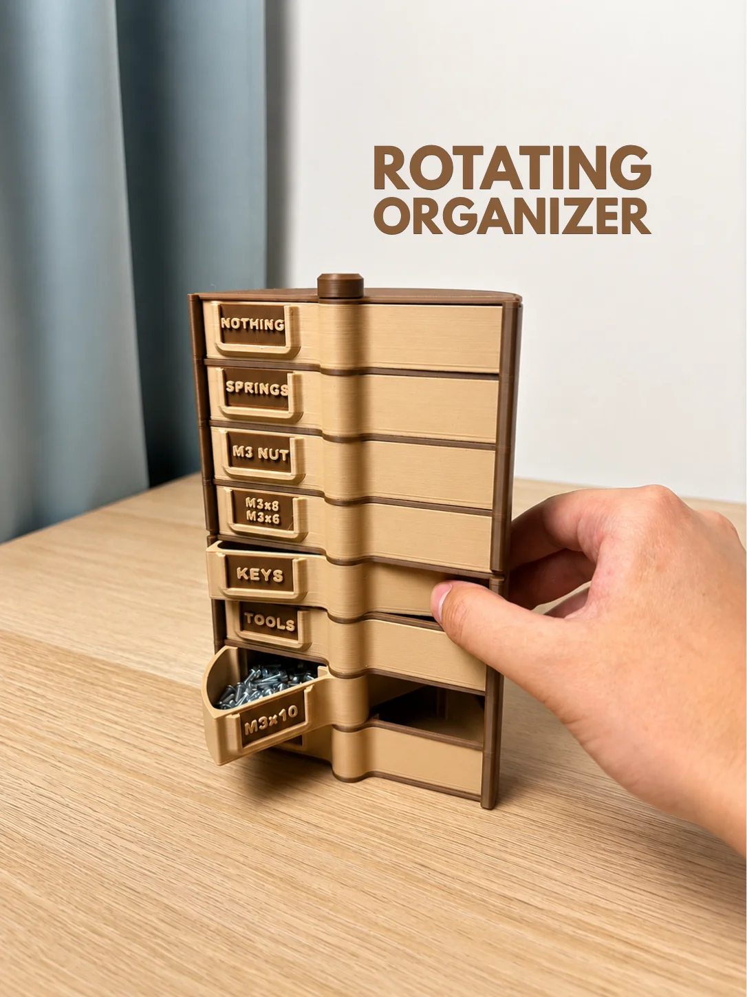 Rotating Organizer | Modular Storage Tower | Custom Labels 3d model