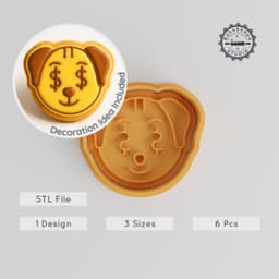 Animal Cookie & Fondant Shape Cutter and Stamp Set, Rich Dog Design, S/M/L, 6 Piece Collection PRODUCT_910 3d model