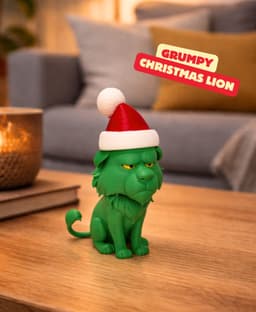 GRUMPY CHRISTMAS LION / CHRISTMAS TOY / CHRISTMAS MINIATURE / ASSEMBLY - 2 PARTS 3d model