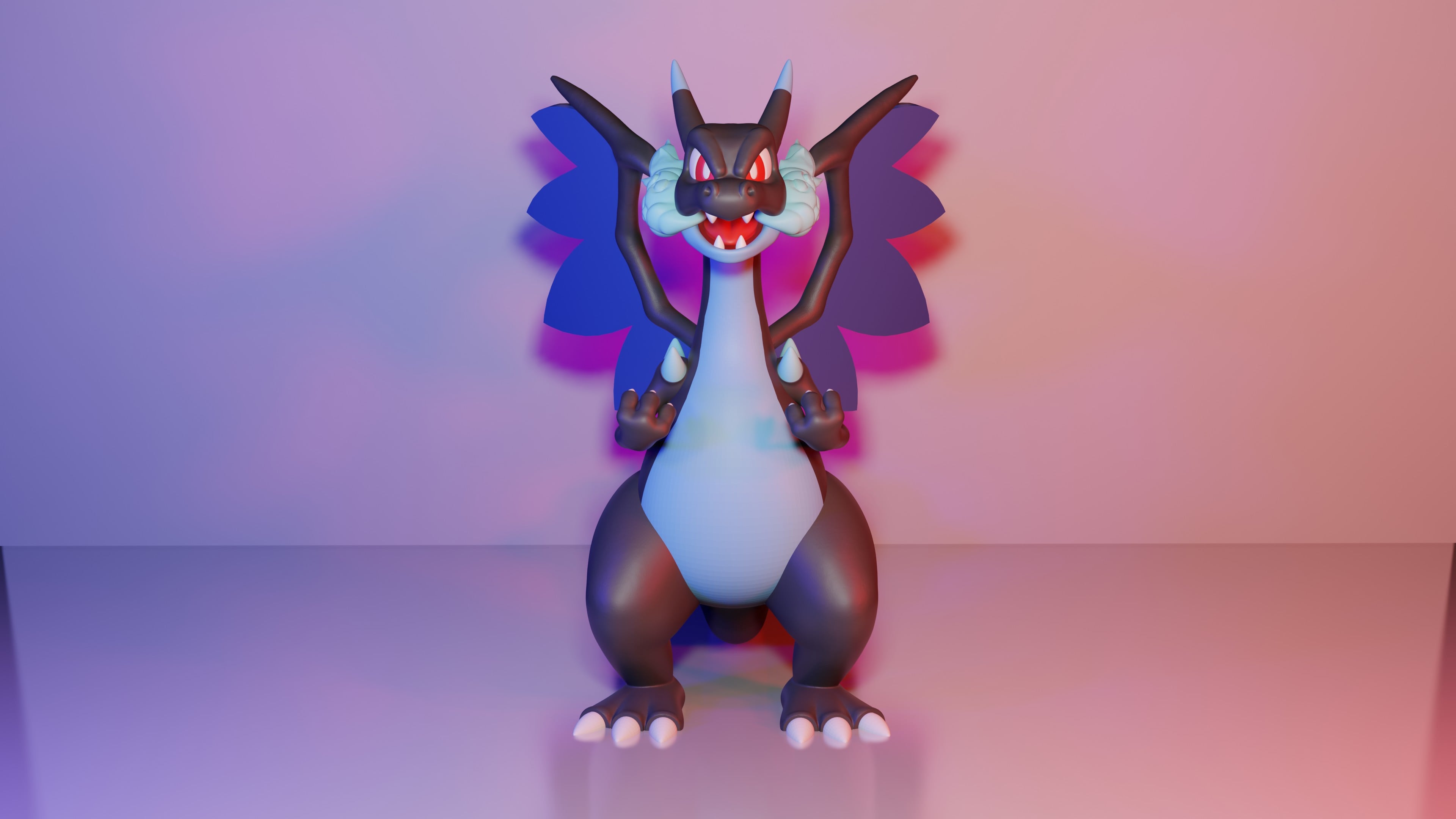 Mega Charizard X - Multiparts 3d model