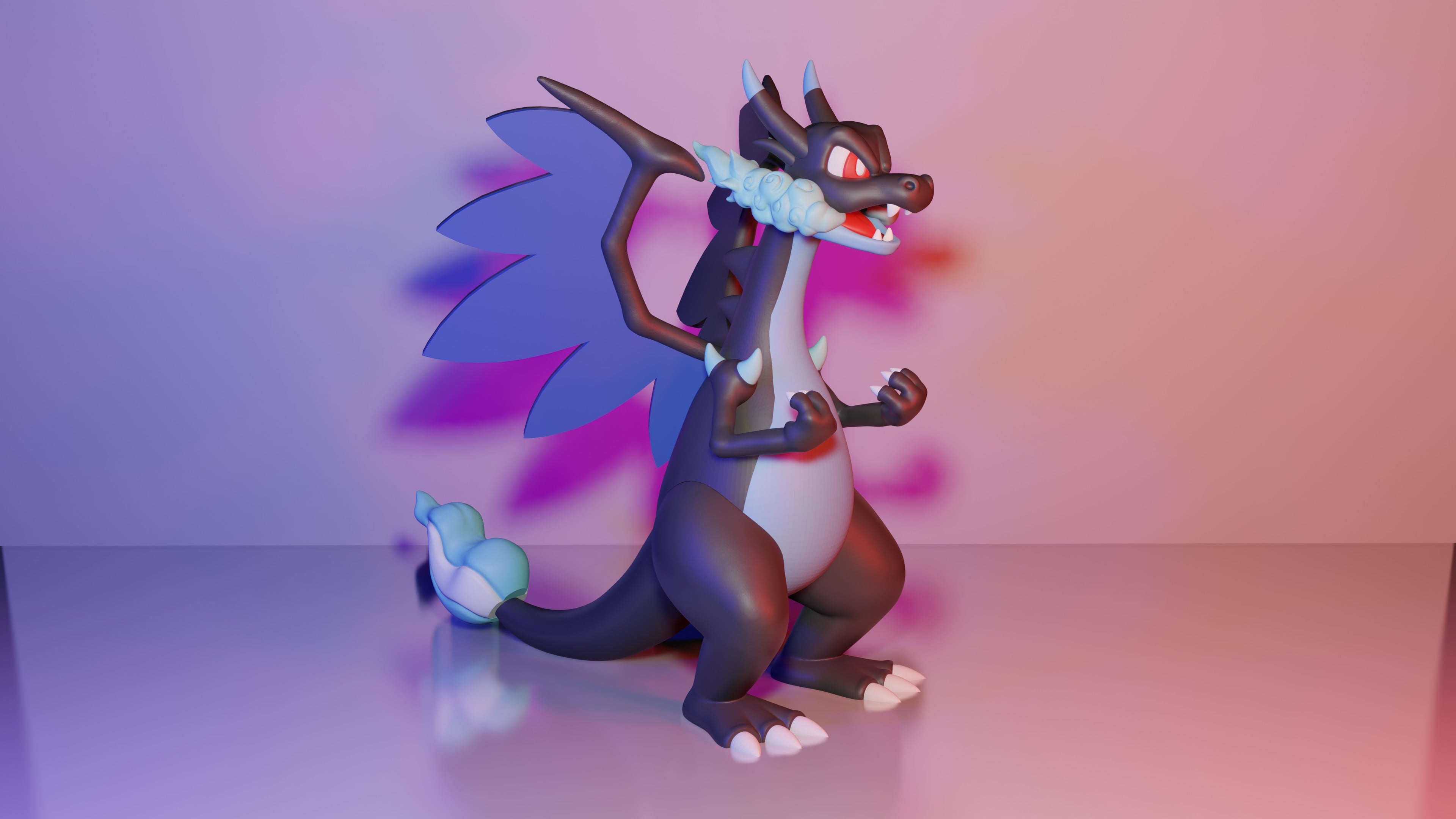 Mega Charizard X - Multiparts 3d model
