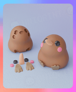 Little Kiwi Keychain (Separated Parts) 3d model