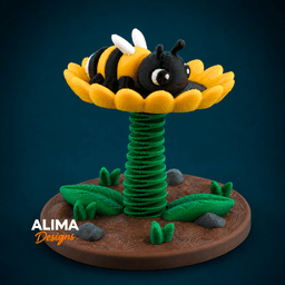 Wobbly Sunflower with Tiny Bumblebee 3d model