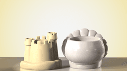 Beach Day Succulent Planters Set - Sandcastle & Seashell Pots 3d model
