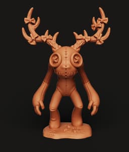 Stitched Forest Spirit Figurine | Creepy Cute Ragdoll Statue | Mythical Antlered Creature 3d model