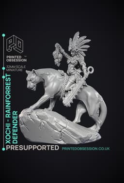 Xochi - Druid of the Amazon - PRESUPPORTED - Illustrated and Stats - 32mm scale 3d model