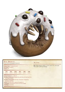 Donut Monster - Possessed Bakery - PRESUPPORTED - Illustrated and Stats - 32mm scale 3d model