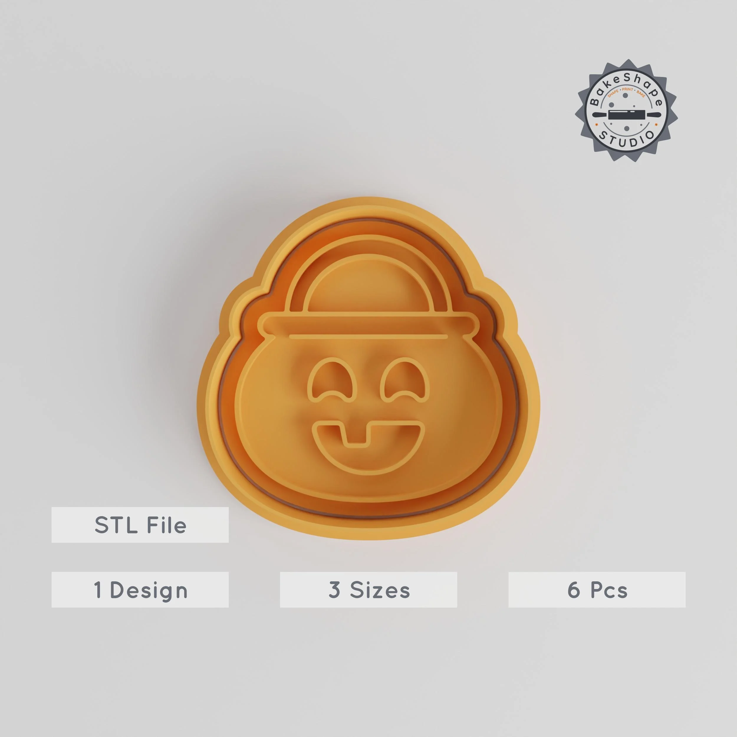Halloween Candy Bucket, Shape Cutter & Stamp, Perfect for Cookies & Fondant, Set of 6, Small to Large Sizes PRODUCT_3426 3d model