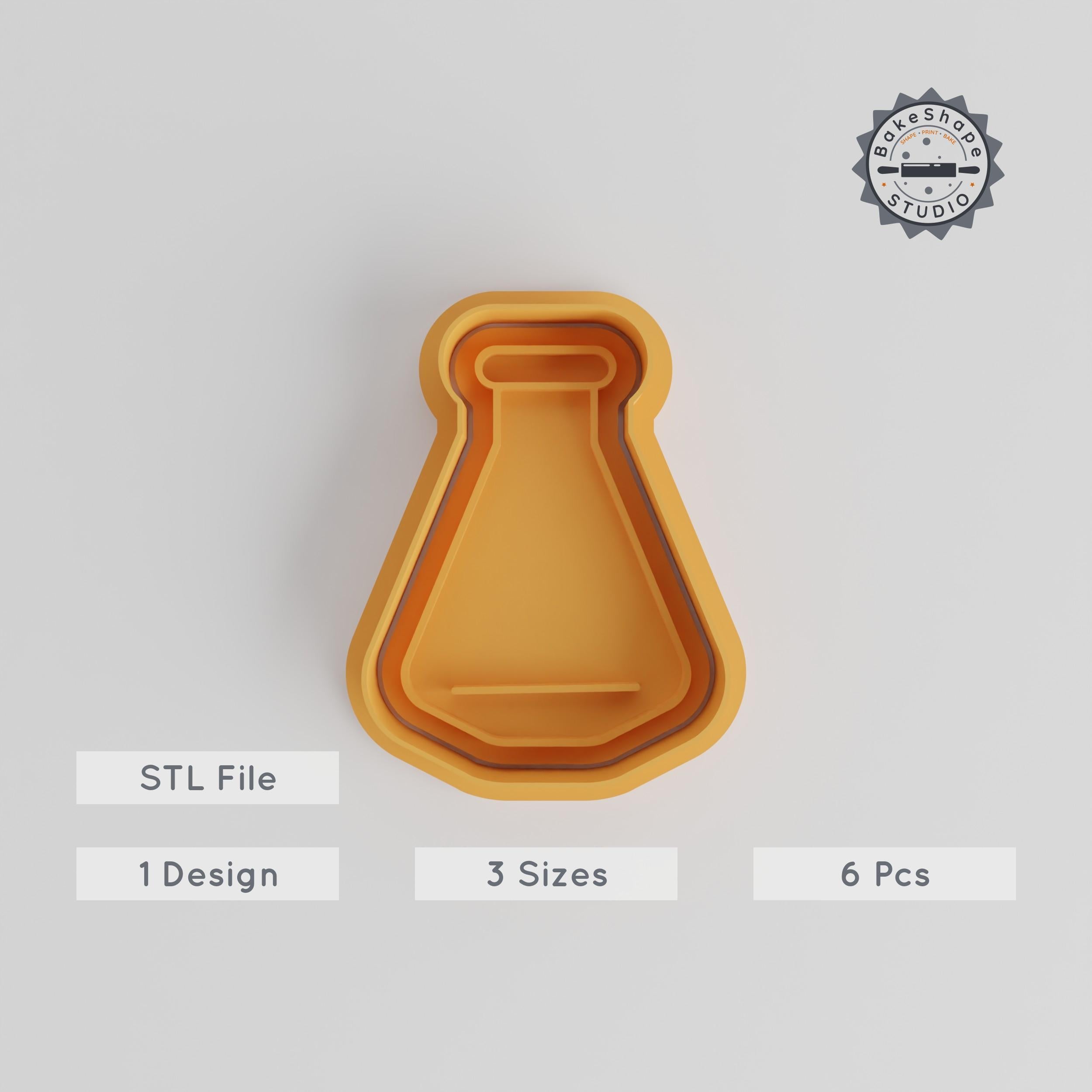 Science Theme Cookie Cutter & Stamp Set, Beaker, Chemistry, Educational, 6 Pc, S/M/L PRODUCT_2956 3d model