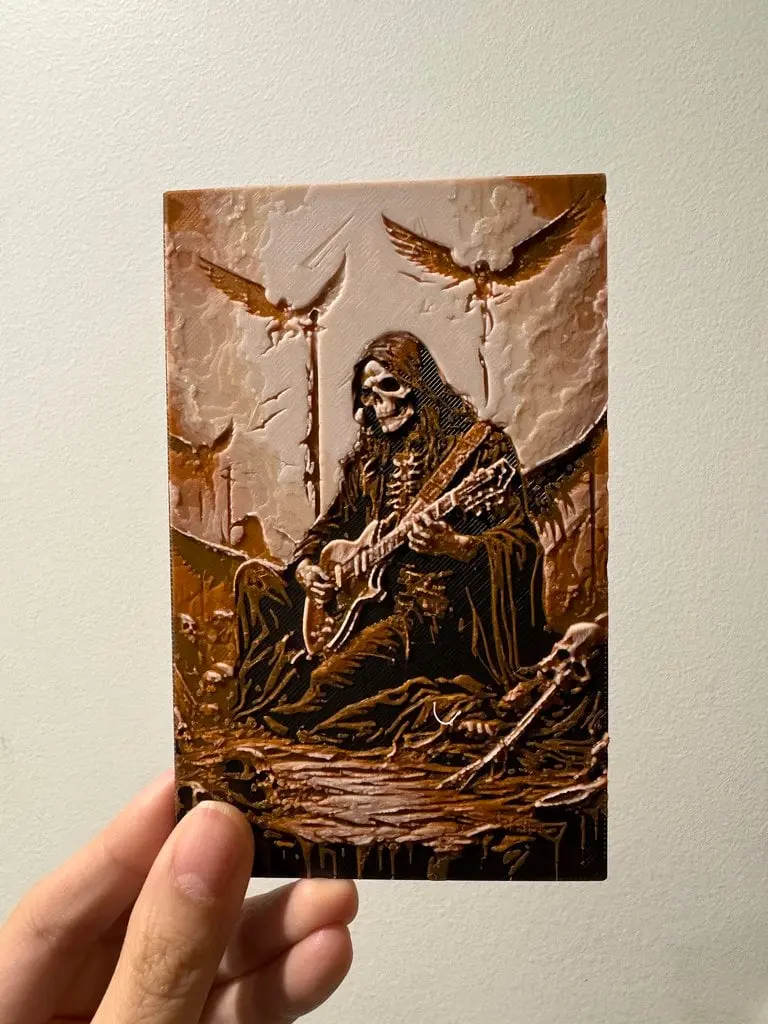 Skeleton Playing Guitar - Halloween Greeting Card 3d model