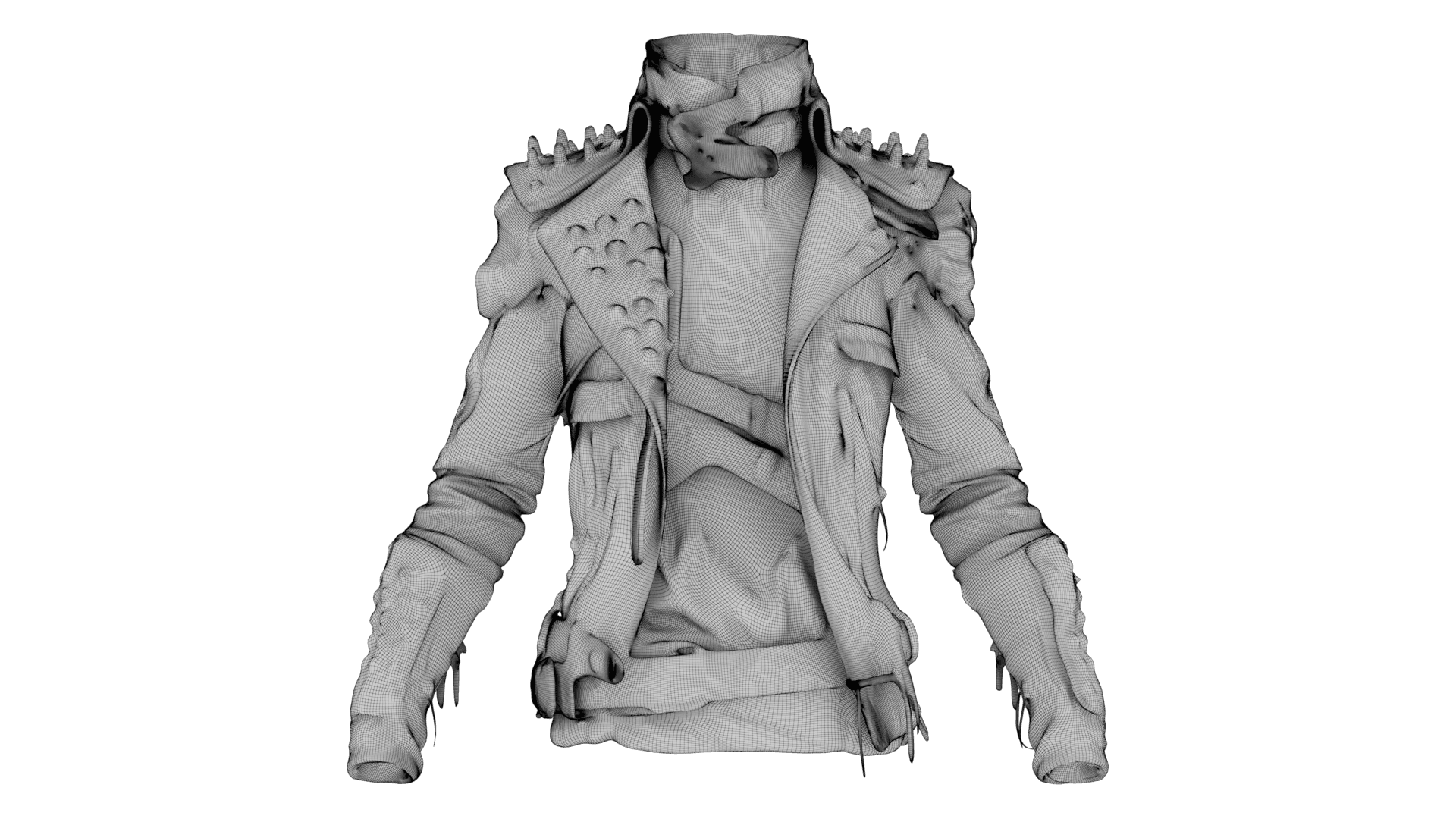 Denim Leather Jacket 3d model