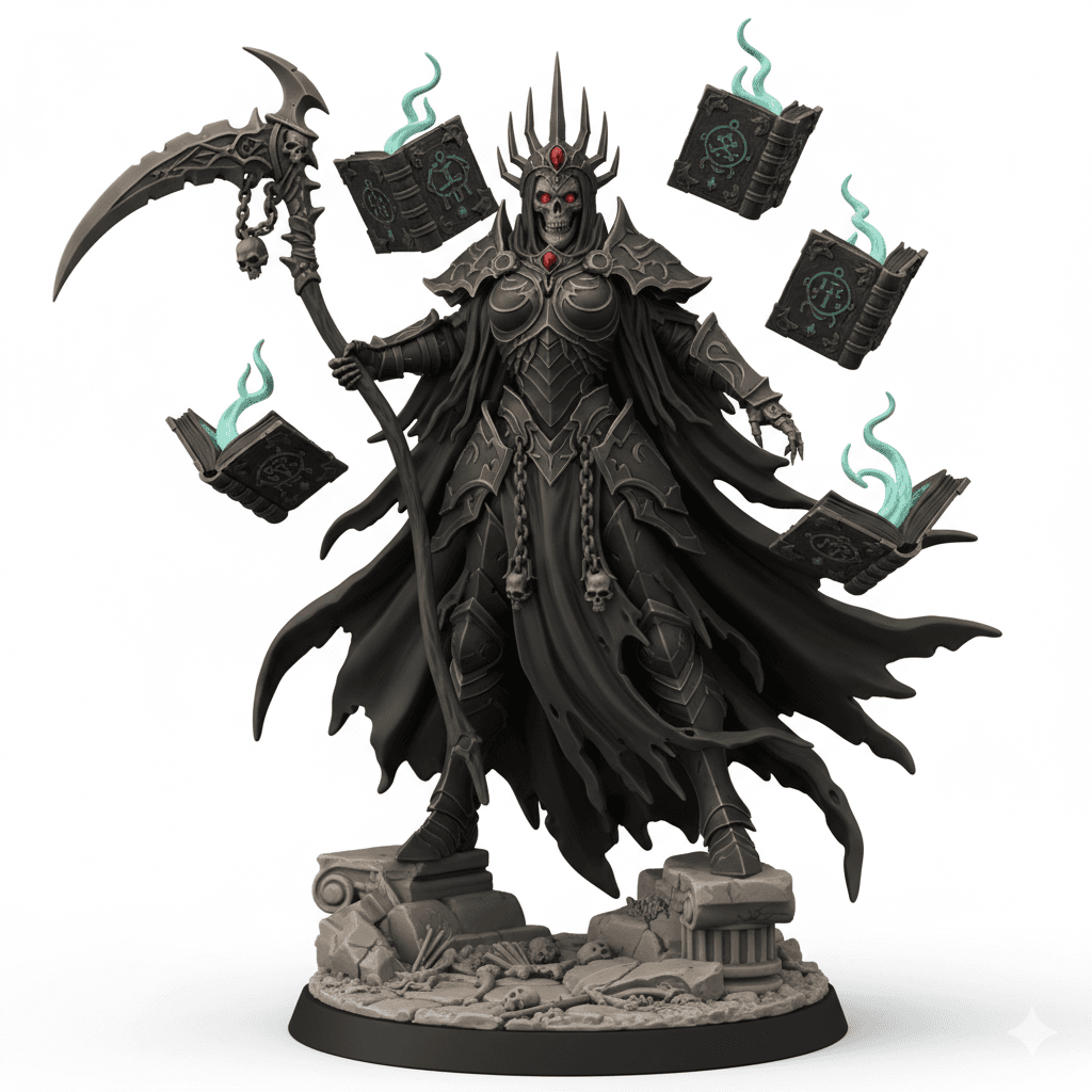 Female Lich Empress Floating Grimoires Printable STL 3d model