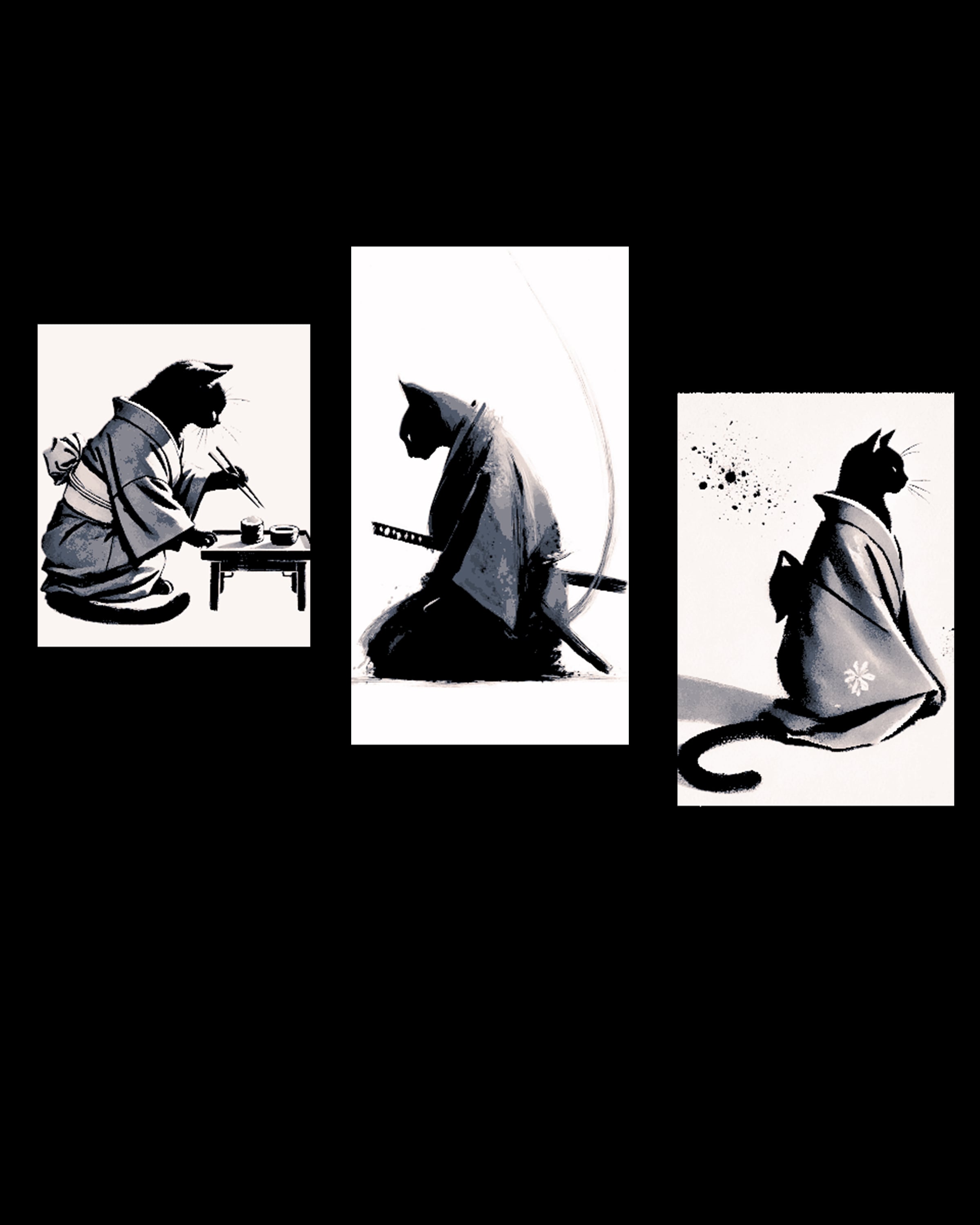 simple stylized cats in Japan - Set of bookmarks 3d model
