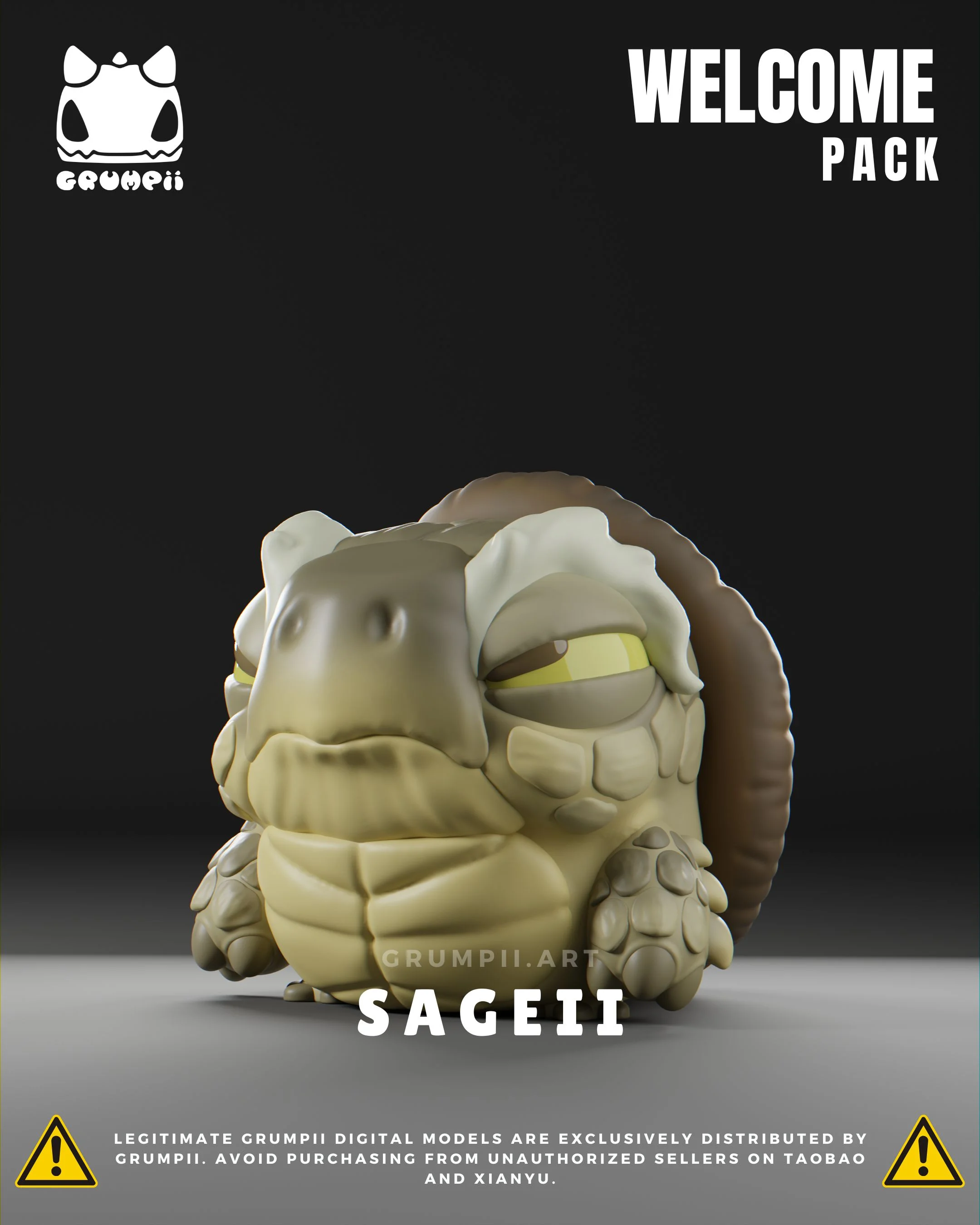 Grumpii 3D Printable Art Toy - Welcome Pack - Sageii 3d model