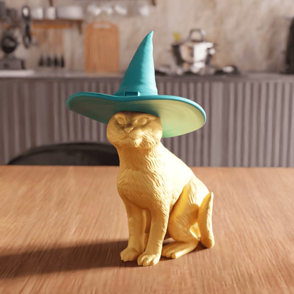 Witch Cat Halloween Figurine with Removable Hat 3d model