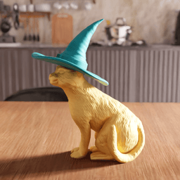 Witch Cat Halloween Figurine with Removable Hat 3d model