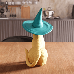 Witch Cat Halloween Figurine with Removable Hat 3d model