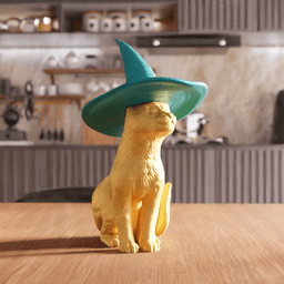 Witch Cat Halloween Figurine with Removable Hat 3d model