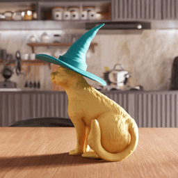 Witch Cat Halloween Figurine with Removable Hat 3d model