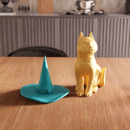 Witch Cat Halloween Figurine with Removable Hat 3d model