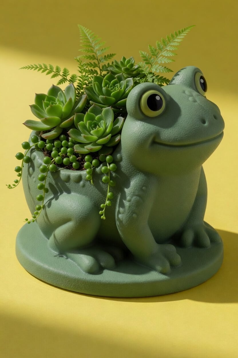 Cute Frog Planter Pot Animal Plant Holder Indoor Decor 3d model