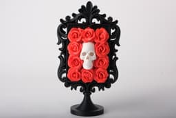 Rose Skull Frame Sculpture - Gothic Floral Art 3d model