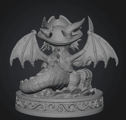 Cute Treasure Hunter Dragon STL File for 3D Printing 3d model