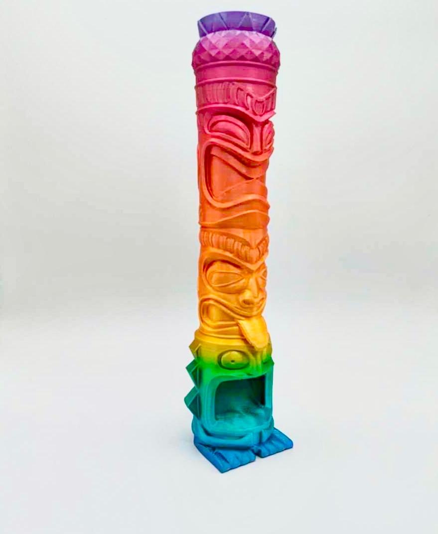 Tiki Totem Dice Tower - Printed in Eryone metallic silk rainbow - 3d model