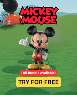 Mickey Mouse - Free Sample STL Cartoon Figure | Full 9-Character Bundle on Profile 3d model