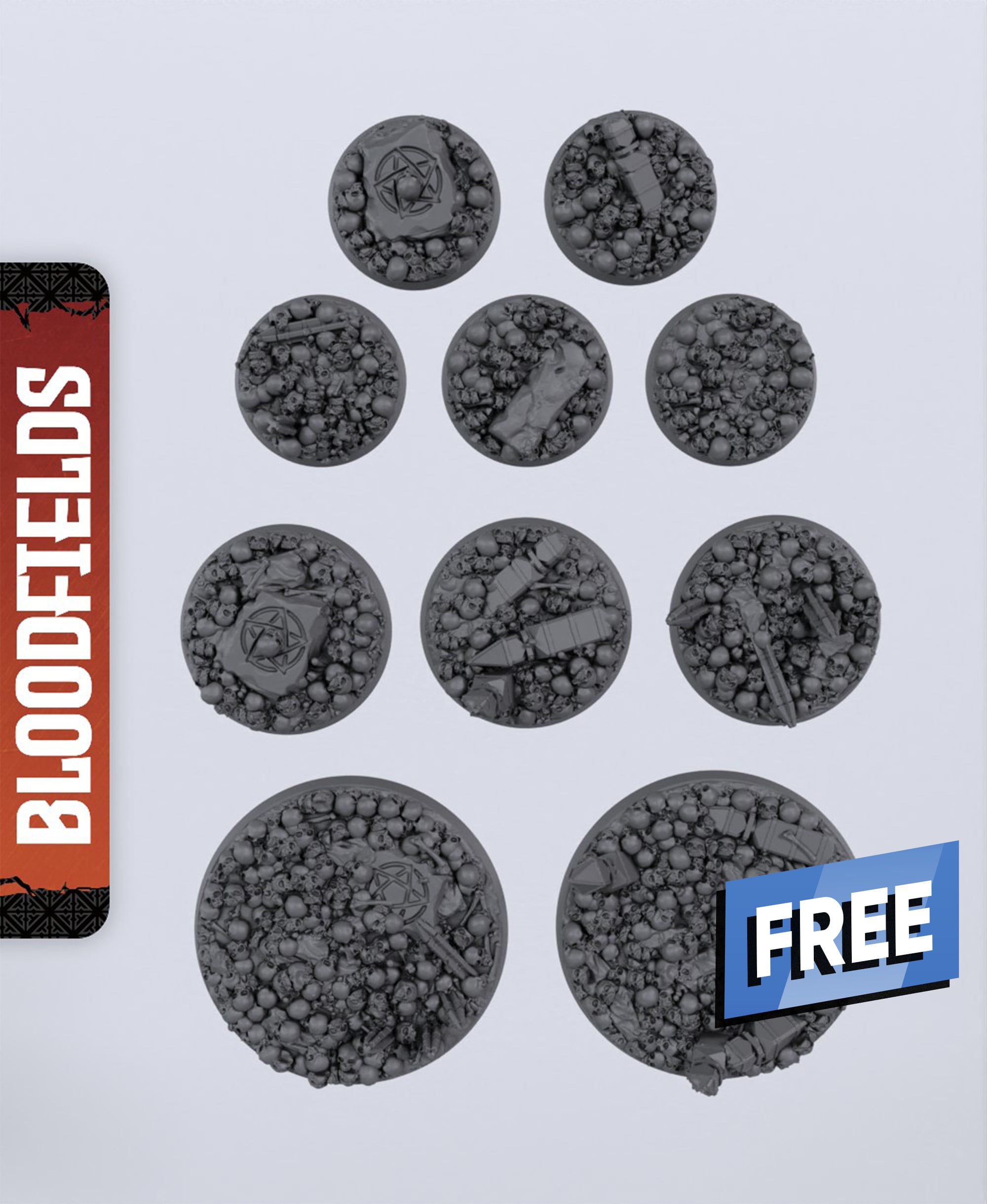 Bases Skull Set - With Free Dragon - 5e DnD Inspired for RPG and Wargamers 3d model