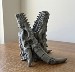Dragon Skull Pen Holder - Ancient Relic | 3D Printable Desk Organizer 3d model