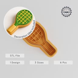 Tennis Shape Cutter & Stamp Set, Sports Racket Design, 6-Piece Cookie & Fondant Tool, S/M/L Sizes, Perfect for Sports-Themed Creations PRODUCT_595 3d model