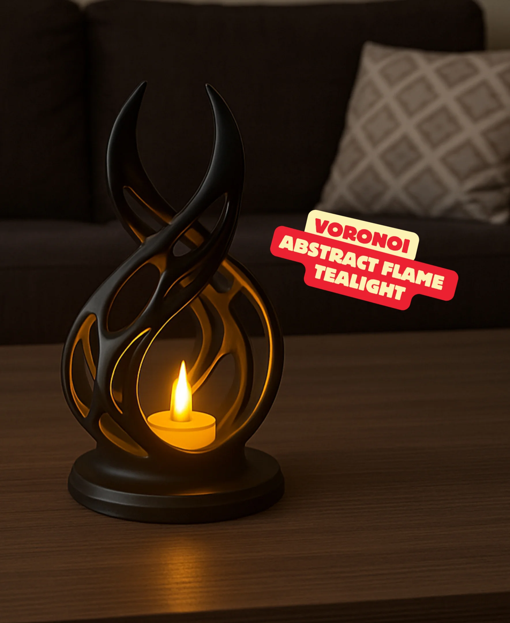 ABSTRACT FLAME TEALIGHT (VORONOI) / ABSTRACT FIRE SCULPTURE / HOMEDECOR / GOTHIC 3d model