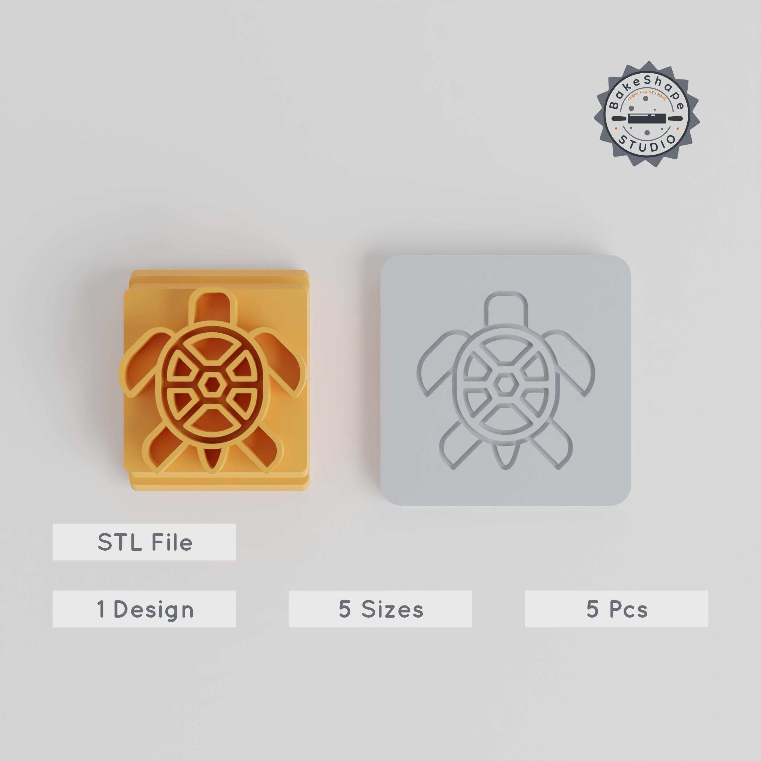 Turtle Stamp Tile Set, 5 Sizes for Clay, Cookies & Fondant, Animal & Water Reptile Pattern PRODUCT_1719 3d model