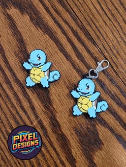 #0007 Squirtle Pixel Art with Keychain 3d model