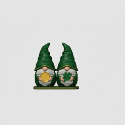 St. Patrick’s Day STL File – Irish Gnome Set with Gold Coin and Shamrock-Lucky Decor Figurine 3d model