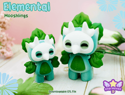 Elemental Mooshlings Flexis (Earth/Leaf, Water/Moon, Fire/Sun) 3d model