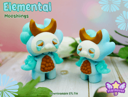 Elemental Mooshlings Flexis (Earth/Leaf, Water/Moon, Fire/Sun) 3d model