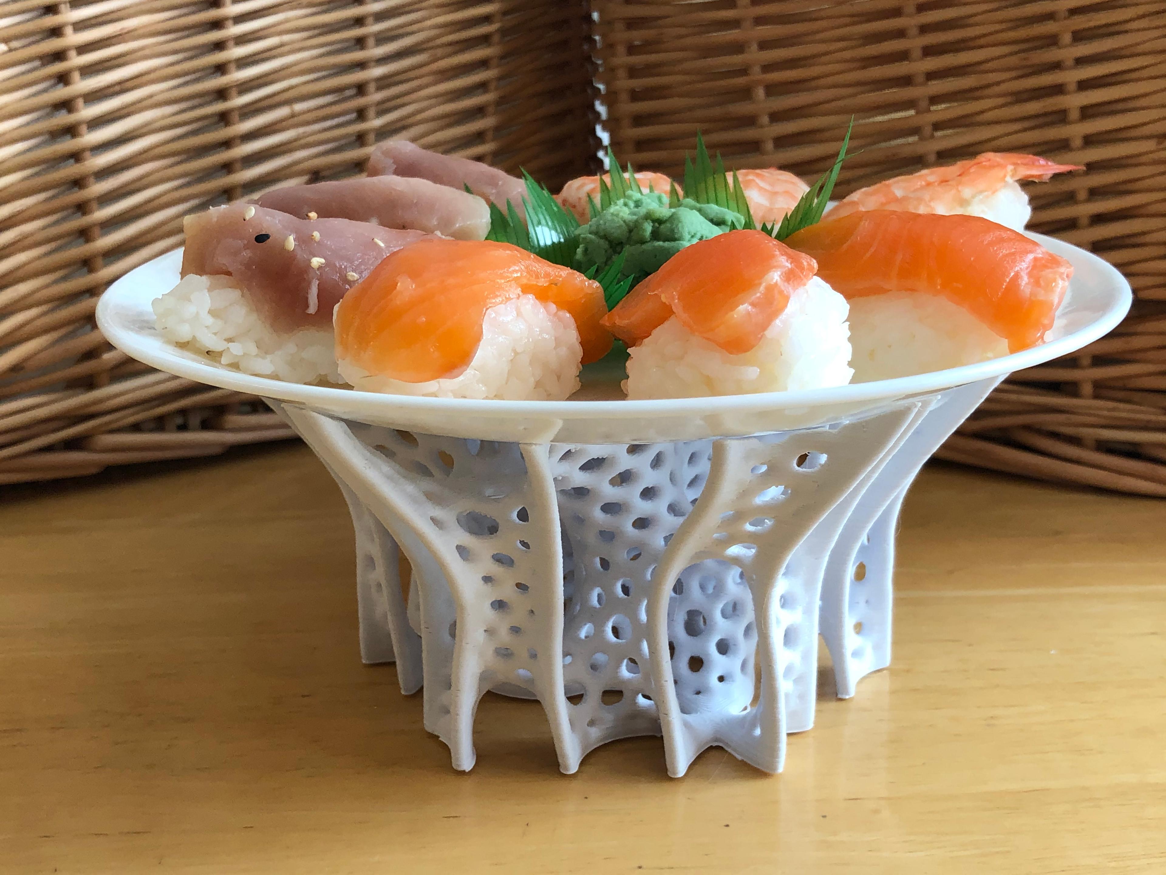 Round Coral Sushi Platter 3d model
