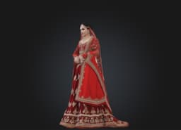 3D Digital Traditional Red Bridal Lehenga 3d model