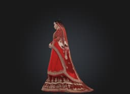 3D Digital Traditional Red Bridal Lehenga 3d model