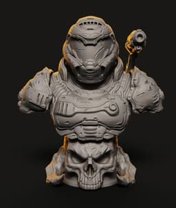 Hell Marine Bust STL | Gaming Bust 3D Print | Skull Base 3d model