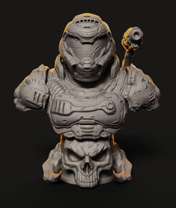 Hell Marine Bust STL | Gaming Bust 3D Print | Skull Base 3d model