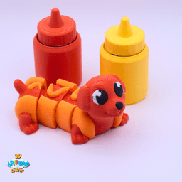Cute Flexi Sausage Dog - Print in Place - No Supports - Fidget 3d model