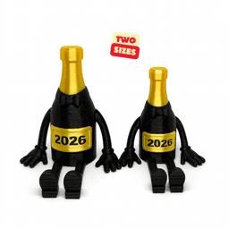 SILVESTER BUDDY / SPARKLING WINE BOTTLE ARTICULATED / SILVESTER DECOR / SILVESTER GIFT 3d model