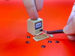 Miniature Retro Computer 3D STL – 1:12 Scale Vintage Desktop PC with Monitor & Keyboard for 3D Print 3d model