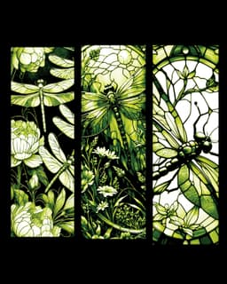 Stained Glass Dragonflies - Set of Bookmarks in Green 3d model