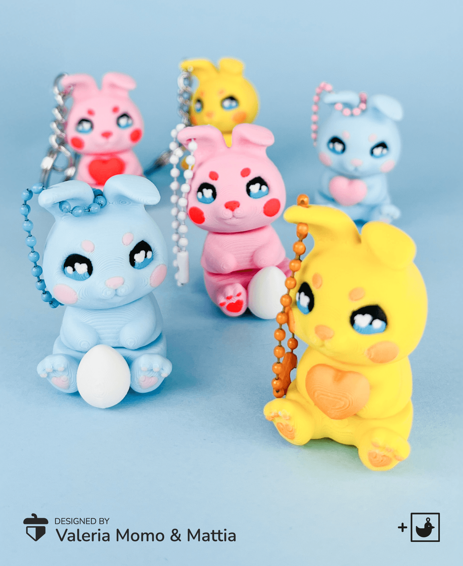 Boss Flexi Bunny Keychain, Egg / Sweet Heart / Just The Boss 3d model